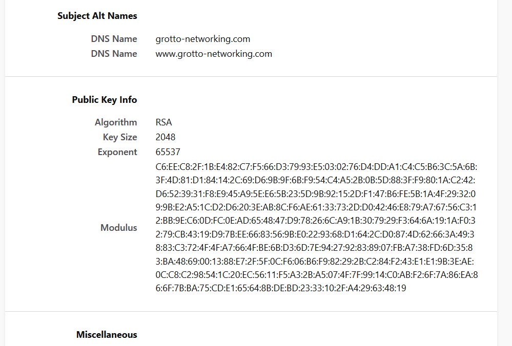 Grotto Networking Certificate