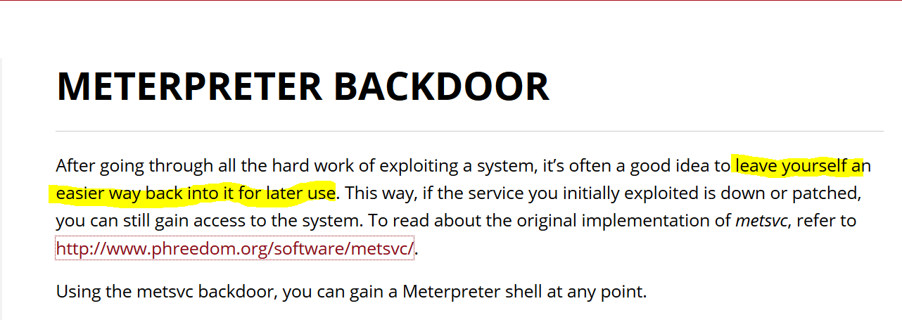 Metasploit Backdoor