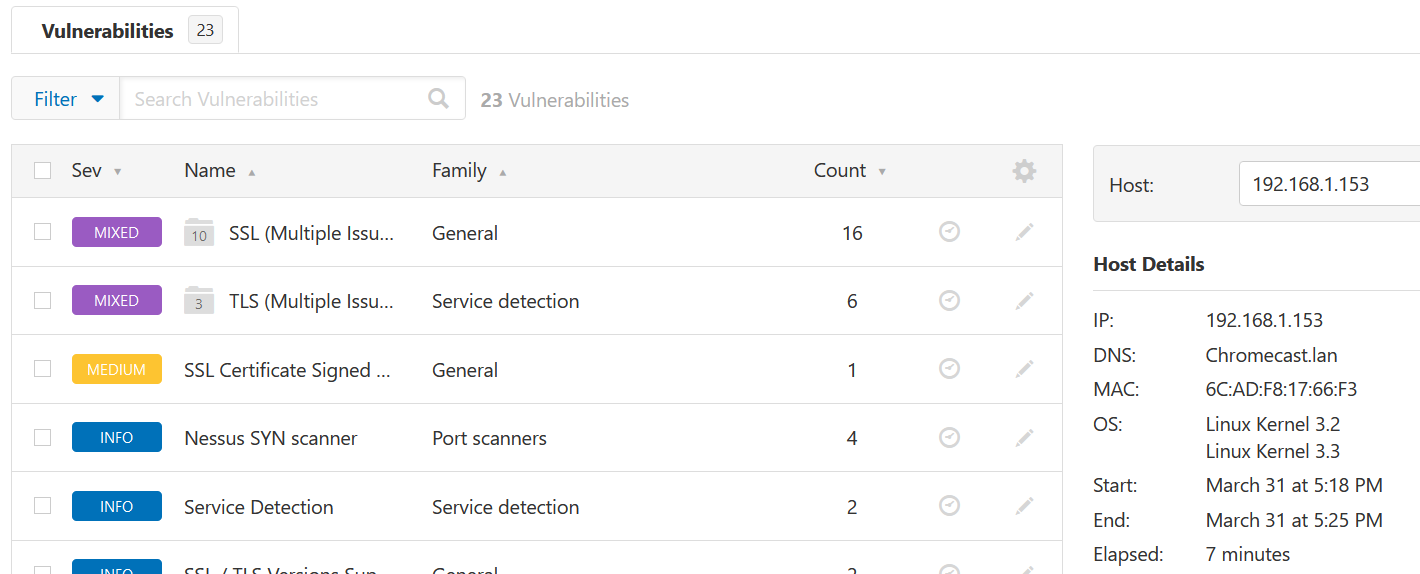 Nessus Chromecast Scan